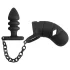 Black Velvets - jaula para pene de silicona con plug anal (negro)