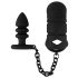 Black Velvet - Jaula de pene de silicona con plug anal (negro)