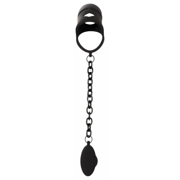 Black Velvets - jaula para pene de silicona con plug anal (negro)