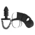 Black Velvets - jaula para pene de silicona con plug anal (negro)