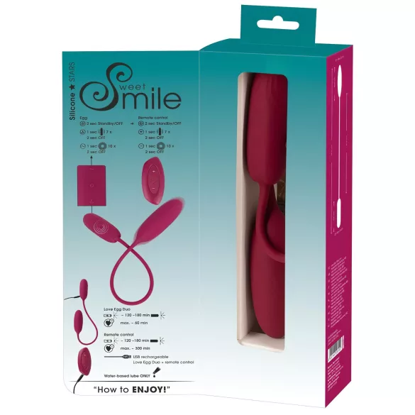 Smile Love Egg Duo - huevo vibrador doble - anal y vaginal - control remoto