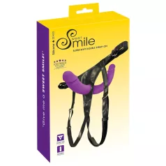 SMILE - arnés con doble consolador - silicona lila y negro