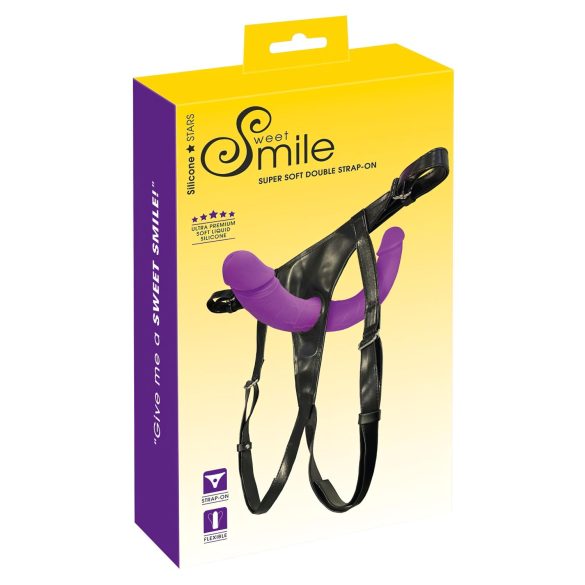 SMILE - Arnés con doble dildo (lila-negro)