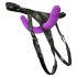 Sonrisa - Doble dildo ajustable con base (morado-negro)