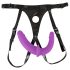 Sonrisa - Doble dildo ajustable con base (morado-negro)