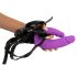 Sonrisa - Doble dildo ajustable con base (morado-negro)