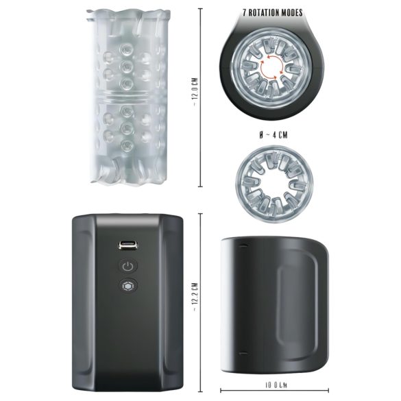 Rebel - masturbador rotativo impermeable - silicona negra