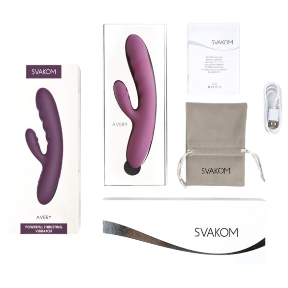 Svakom Avery - vibrador con empuje y estimulador de clítoris recargable - lila