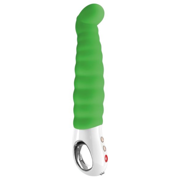 Vibrador G-punto acanalado verde, recargable y resistente al agua