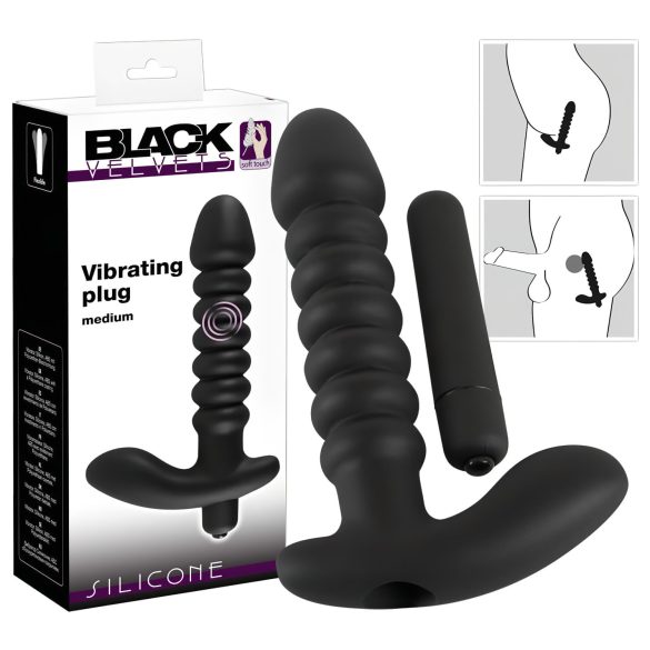 Vibrador corrugado Black Velvet - mediano (negro)