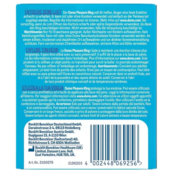 Durex Pleasure Ring - anillo para pene - estimulante - silicona transparente