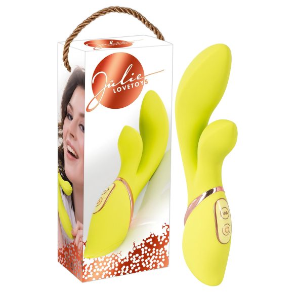 Jülie - vibrador con estimulador de clítoris (amarillo verdoso)