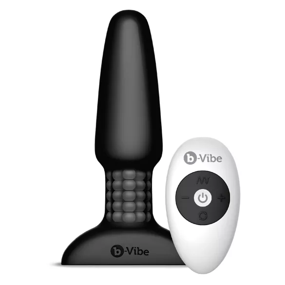 b-Vibe - Rotación con cuentas, vibrador anal recargable (negro)