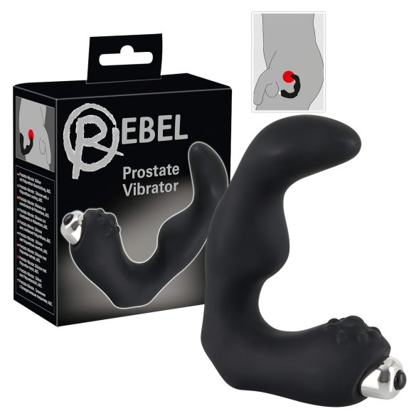 Rebel - vibrador prostático curvado - silicona negra