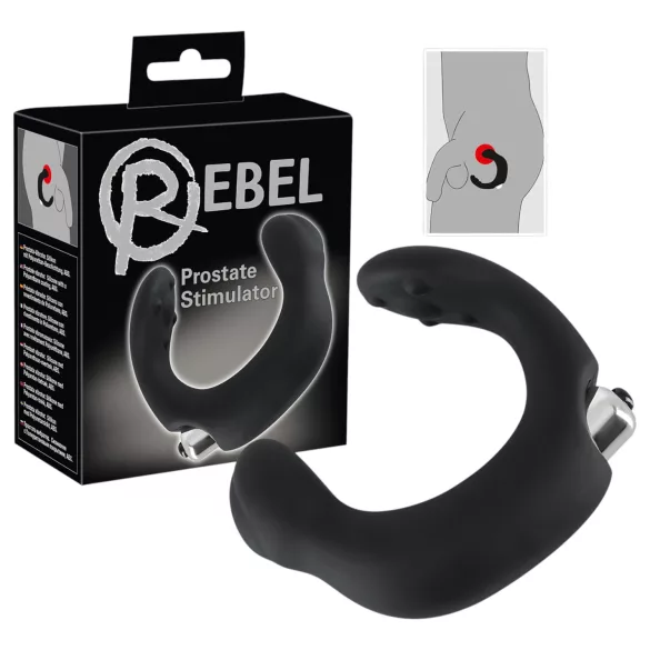 Rebel - vibrador prostático curvado - silicona negra
