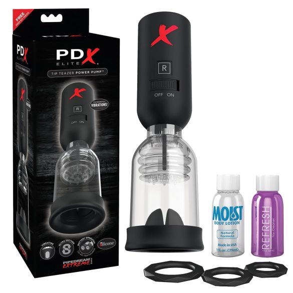 PDX Elite Tip Teazer - vibrador automático de succión negra