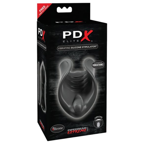 PDX Elite - vibrador de pene de silicona (negro)
