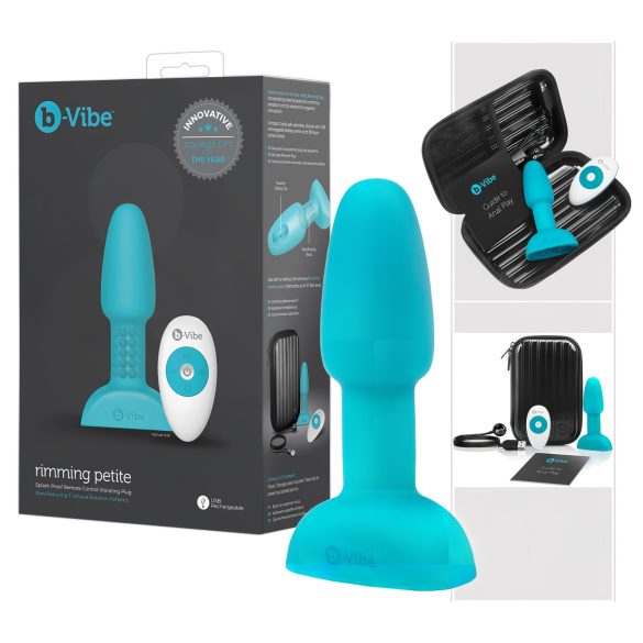 b-Vibe Rimming - vibrador anal turquesa con esferas giratorias