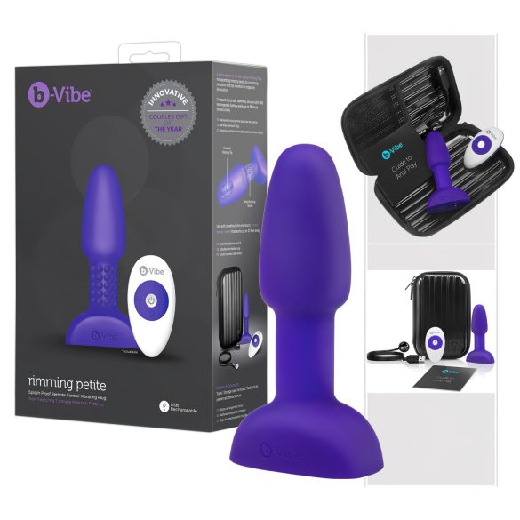 b-Vibe Rimming - Vibrador anal con perlitas giratorias (lila)