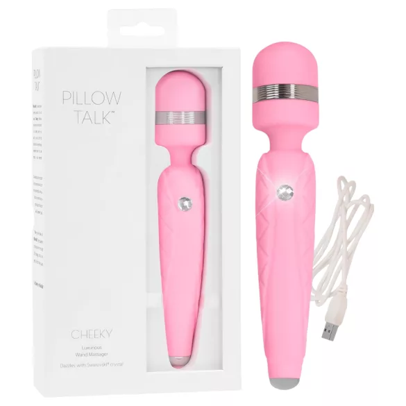 Pillow Talk Cheeky Wand - vibrador masajeador recargable (rosa)
