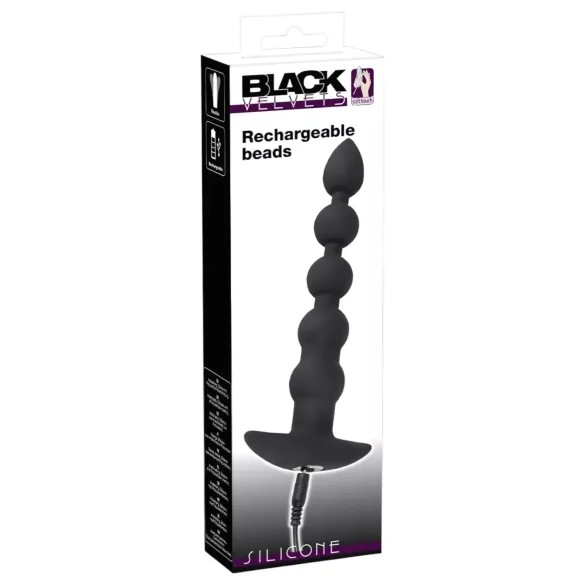 Black Velvets - vibrador anal recargable 5 bolas silicona negro