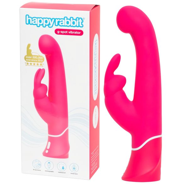 Happyrabbit G-spot - vibrador rosa resistente al agua con estimulador de clítoris