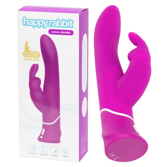 Happyrabbit Curve - vibrador resistente al agua con estimulador de clítoris (lila)