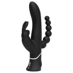 Happyrabbit Triple - vibrador doble conejito (negro)