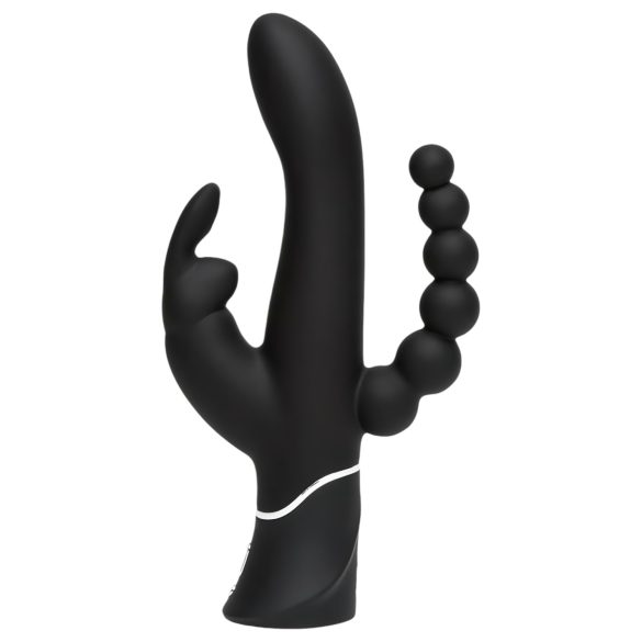 Happyrabbit Triple - vibrador doble clítoris y anal recargable - silicona negra