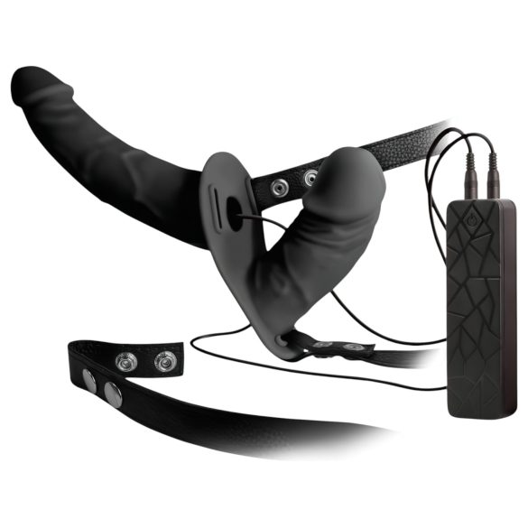 Double Thruster - arnés negro doble vibrador
