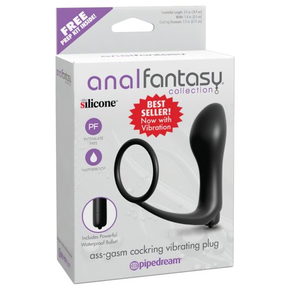 Analfantasy - vibrador anal para dedo con anillo para pene - silicona negra