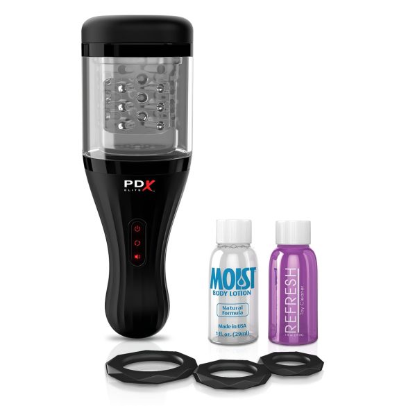 PDX Elite - masturbador masculino automático - silicona transparente-negro