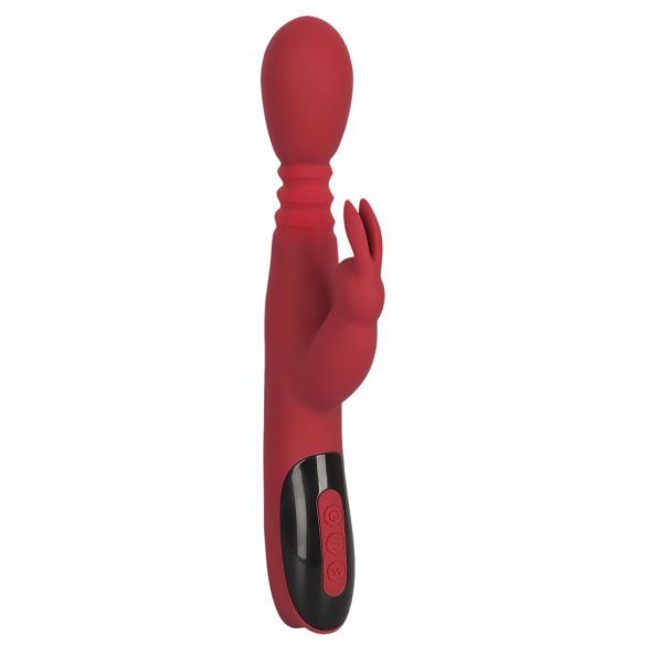 Vibrador G-spot rojo: empuja, rota y calienta.