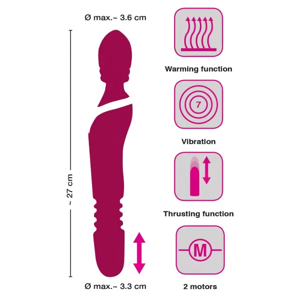 Javida Thrusting - vibrador masajeador 3 en 1 - silicona roja