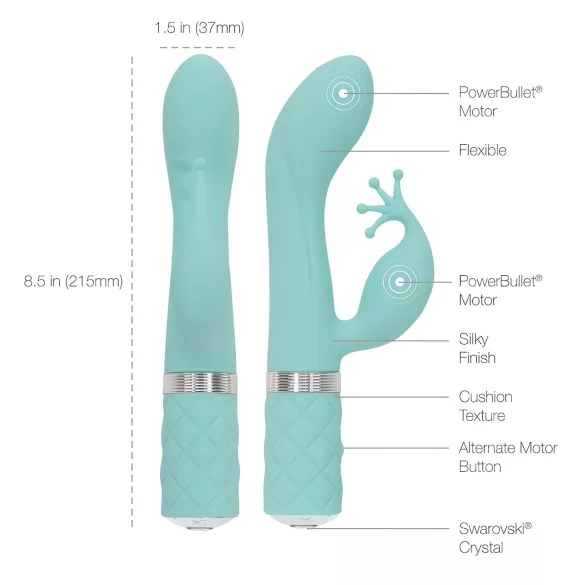 Pillow Talk Kinky - vibrador G-punto doble motor, recargable (turquesa)