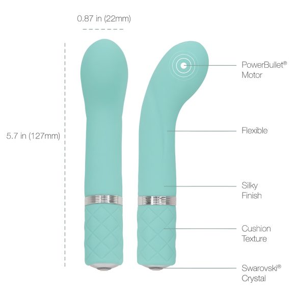 Pillow Talk Racy - vibrador punto G recargable estrecho - silicona turquesa