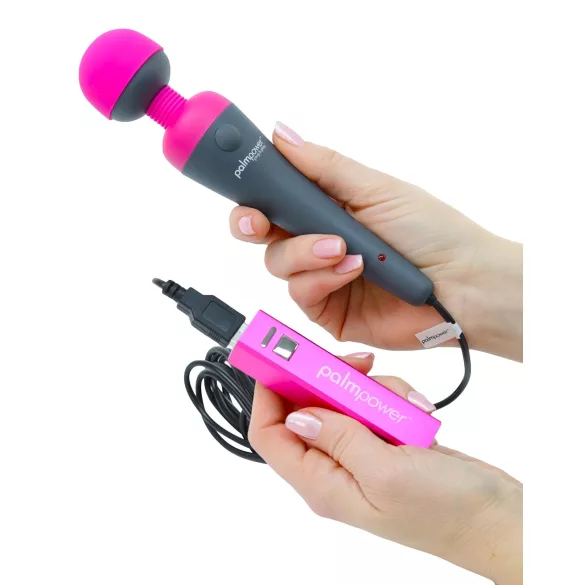 PalmPower - masajeador vibrador recargable USB - silicona rosa gris