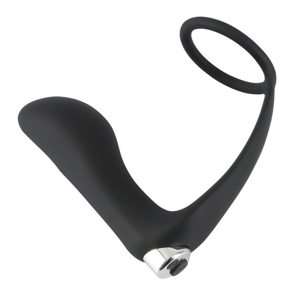 Black Velvets - anillo peneano con vibrador anal - silicona negra