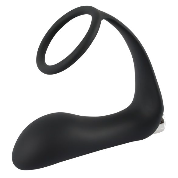 Black Velvets - anillo peneano con vibrador anal - silicona negra