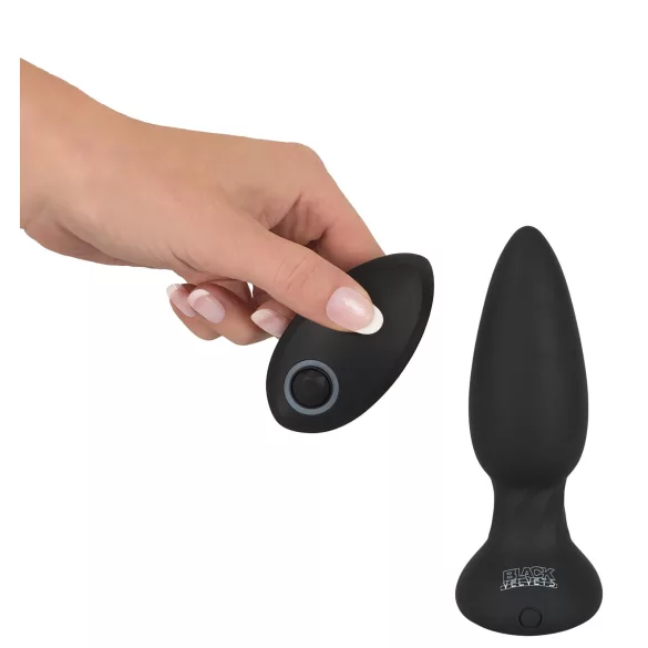 Black Velvets - consolador anal vibrador rotatorio con perlas - silicona negra