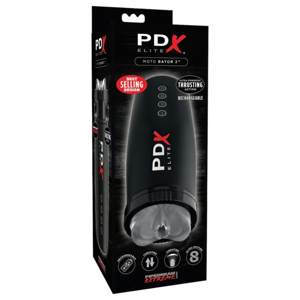 PDX Elite Moto Bator 2 - Vagina simulada con succión y movimiento (negra)
