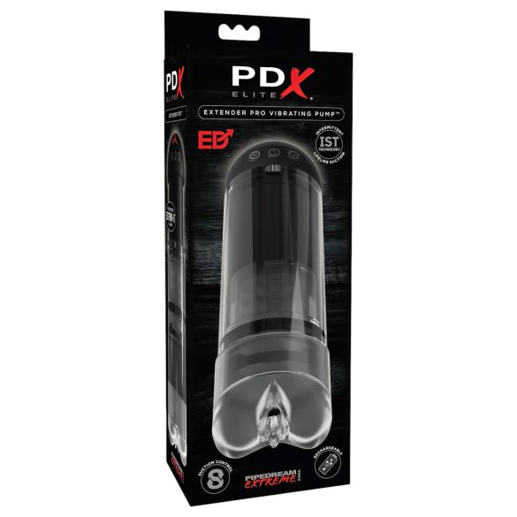 PDX Elite Extender Pro - recargable succionador vibrante (negro)