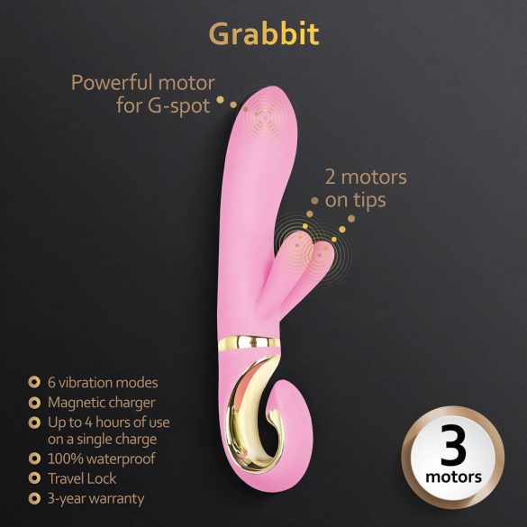 G-Vibe GRabbit - vibrador punto G recargable 3 motores silicona rosa