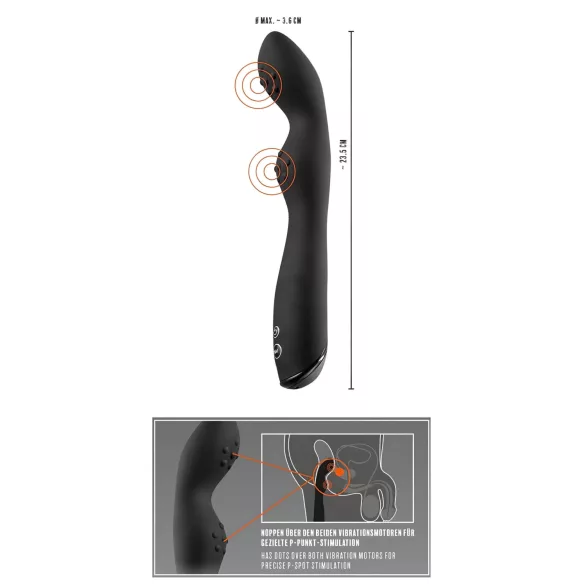Rebel - Vibrador prostático doble motor - silicona negra