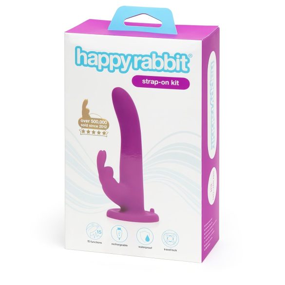Happyrabbit Strap-On - vibrador conejito ajustable (lila)