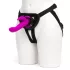 Happyrabbit Strap-On - arnés con vibrador tipo conejo y brazo para el clítoris (lila)