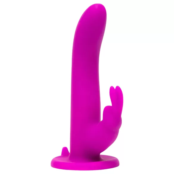 Happyrabbit Strap-On - arnés con vibrador tipo conejo y brazo para el clítoris (lila)