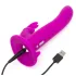 Happyrabbit Strap-On - arnés con vibrador tipo conejo y brazo para el clítoris (lila)
