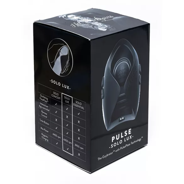 Hot Octopuss Pulse Solo Lux - masturbador masculino recargable - silicona negra