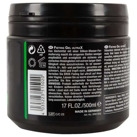 EROS - lubricante para fisting - gel deslizante - 500ml